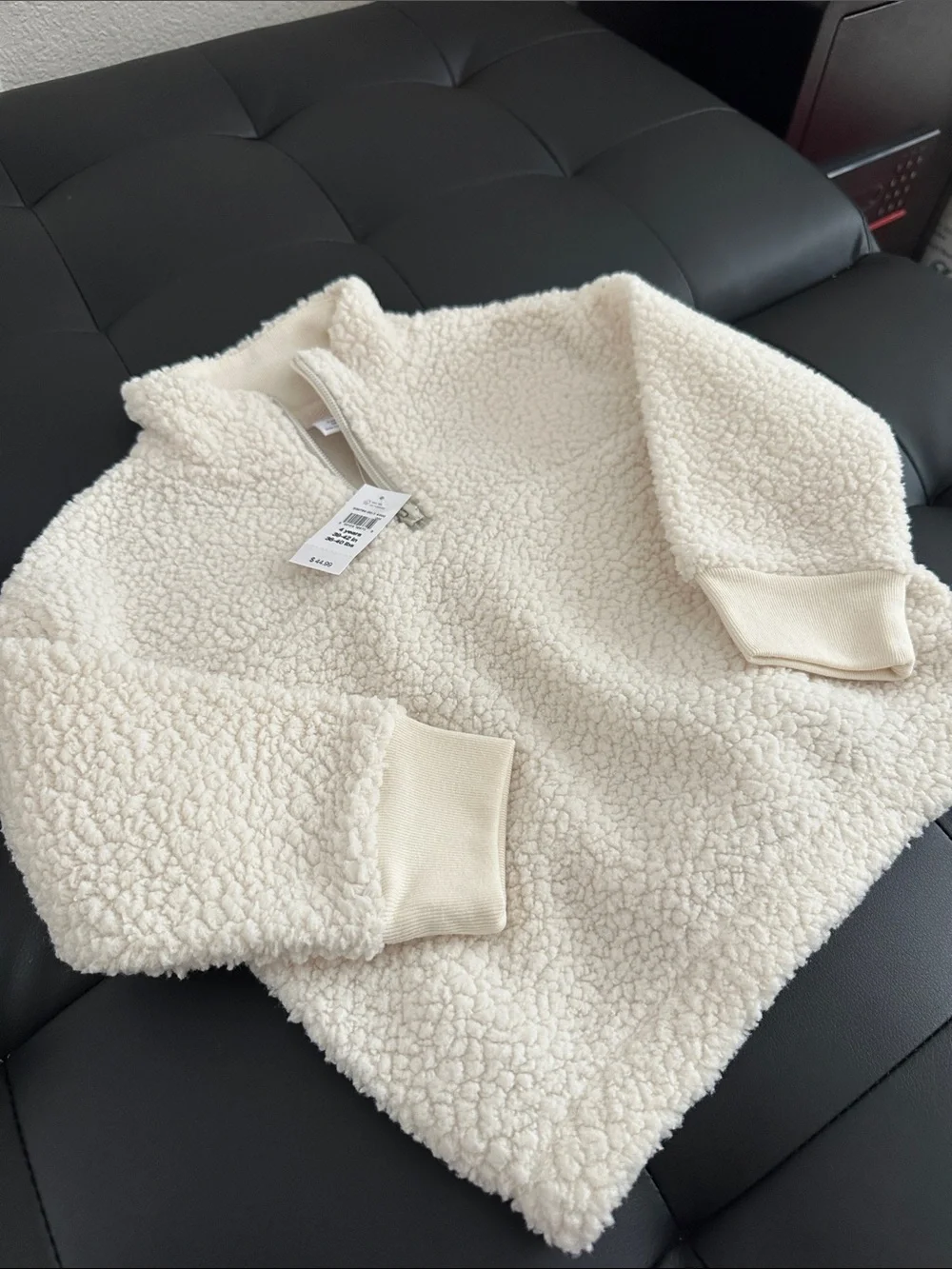 GAP Cream Sherpa Quarter-Zip Pullover Jacket